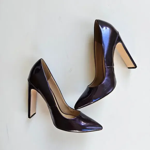 Paper Dolls London Asos Metallic Navy Court Heels Size US 6 EU 37 - Picture 3 of 10